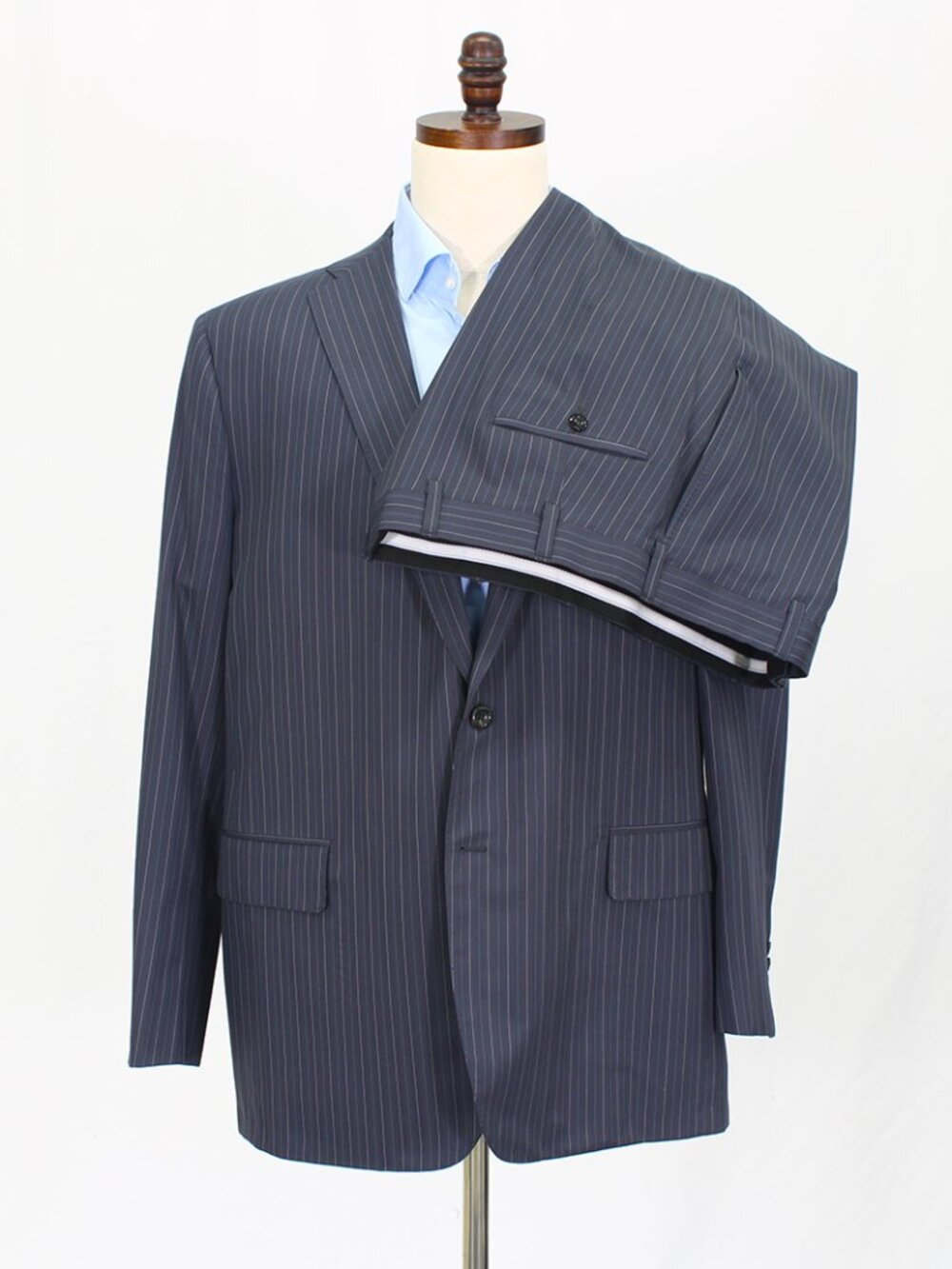 Tom James Chuck Surack Sweetwater Founder 44R Gray Stripe Wool Suit 40x29 R853